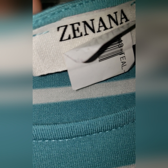 Zenana Teal/White Striped Sleeveless Maxi Dress with Pockets Size XL NWT - Picture 2 of 7